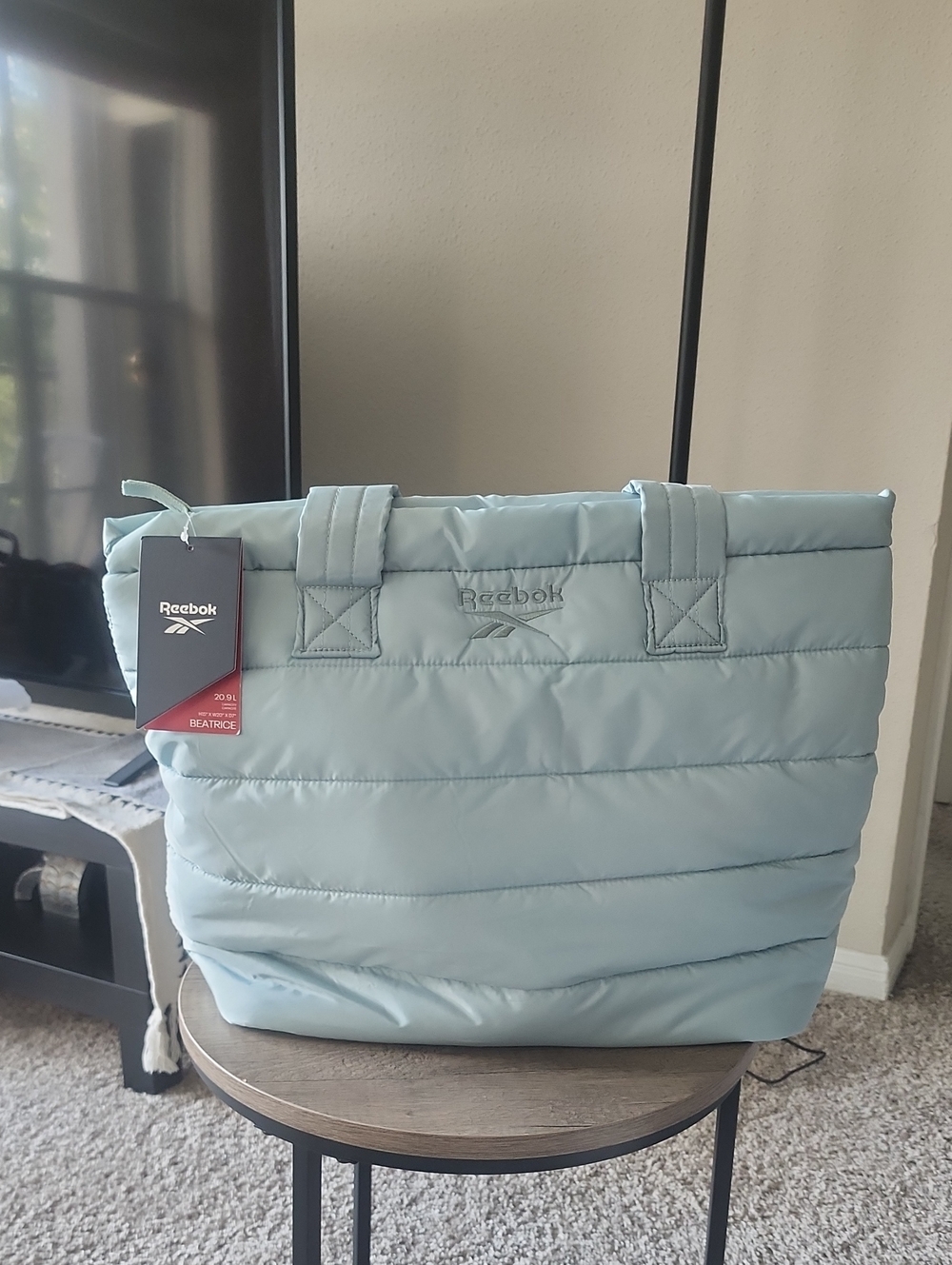 Reebok Pale Blue Quilted Puffer Tote
